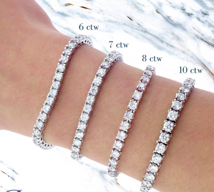 14K White Gold Three Prongs Lab Grown Diamond Tennis Bracelet (7 ct. tw) |  The Art Of Jewels